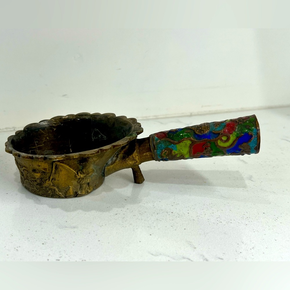Antique Chinese Brass Iron with Colorful Enamel Chinese Export Antique Brass